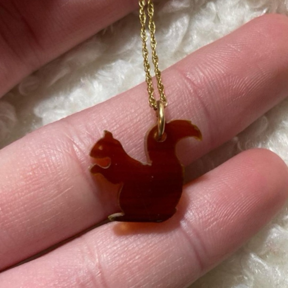 Vinca 14k gold filled squirrel pendant necklace